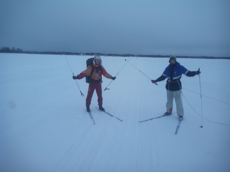 Ярославцы рассказали, как пересекали Рыбинское водохранилище на лыжах