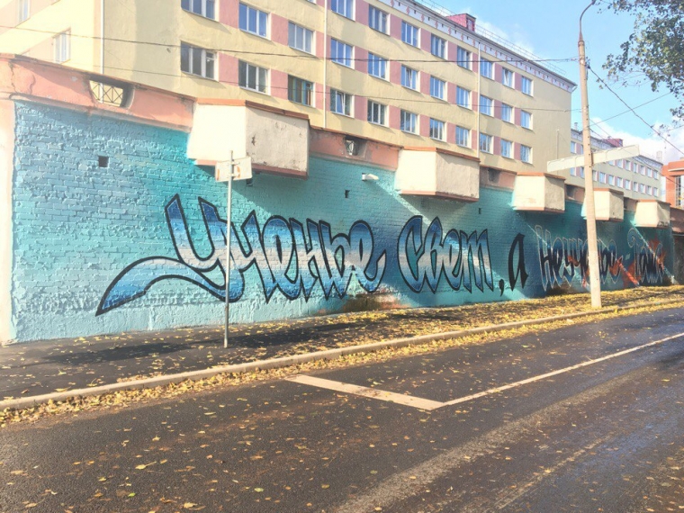 В Ярославле разрисовали стену у здания института филологии